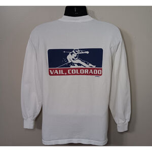 Vintage 90s Y2K VAIL COLORADO SKI Adult Large T-shirt L/S Yesterdays USA EUC